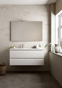 Mobile sottolavabo e lavabo Pull per vasca centrale grigio artico opaco in mdf L 120 x H 56 x P 46 cm 2 cassetti