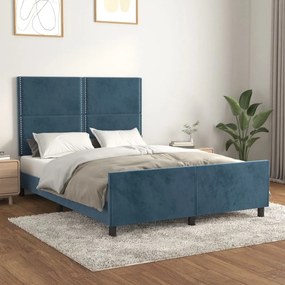 Giroletto Senza Materasso Blu Scuro 140x190 Cm İn Velluto /