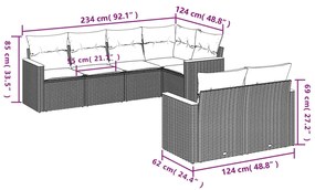 Set Divano da Giardino 7 pz con Cuscini Beige Misto Polyrattan