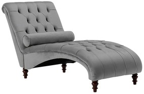 Chaise longue in velluto color grigio chiaro MURET Beliani