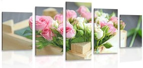 Quadri 5 pezzi – Delicata composizione floreale