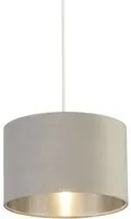 Sospensione Contemporanea Tamburo Acciaio Grigio Velluto Grigio 1 Luce D28Cm