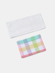 Sinsay - Set di strofinacci da cucina: tinta unita e quadretti colorati 2 pezzi - multicolor