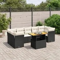 Set Divani da Giardino con Cuscini 8 pz Nero in Polyrattan 3270699