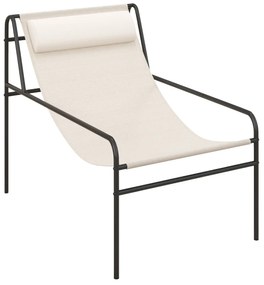 Costway Sedia a sdraio per giardino con cuscino poggiatesta rimovibile telaio metallico, Sedia relax portata 150kg Beige