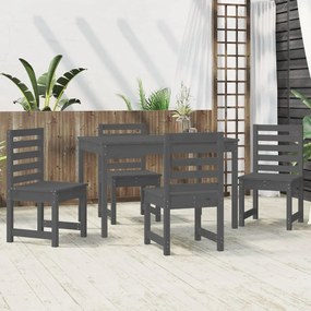 Set da Pranzo per Giardino 5pz Grigio in Legno Massello di Pino