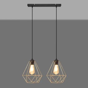 Lampadario a sospensione con filo KARO 2xE27/15W/230V oro/nero