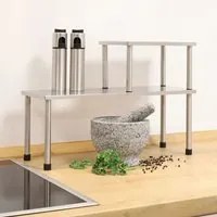 HI Scaffale da Cucina 2 Ripiani Argento 445581