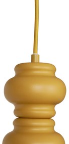 Lampada a sospensione retrò giallo senape con vetro opaco 3 luci - Fedde