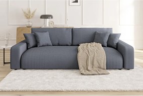 Divano grigio scuro allungabile/con contenitore con rivestimento in velluto a coste 234 cm Sara – Ropez