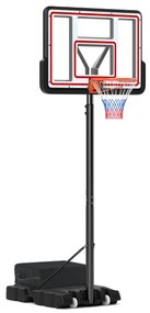 Costway Canestro da basket portatile con tabellone infrangibile, Sistema di canestro regolabile 225-305 CM