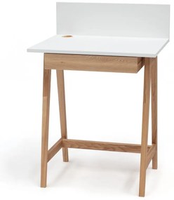 Scrivania bianca con base in frassino, lunghezza 65 cm Luka - Ragaba