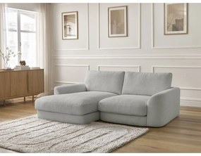 Divano angolare grigio chiaro (con penisola a sinistra/con chaise lounge) con rivestimento in bouclé Leonore – Bobochic Paris