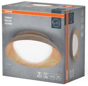 Osram - Plafoniera ORBIS MILAN 2xE27/10W/230V diam. 30,5 cm finitura effetto legno