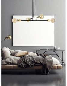 Lampadario Industrial 4 Luci Benzaiten A Bracci In Acciaio Nero E Oro