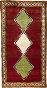Gabbeh Tappeto 120x230 Rosso (Iran) Annodato A Mano