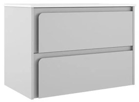 Mobile da bagno sotto lavabo VISOBATH Indico grigio laccato opaco L 80 x H 55 x P 45 cm 2 cassetti, lavabo non incluso