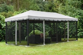 Padiglione da giardino color grigio con zanzariera Valencia 3x6 m Garden Point