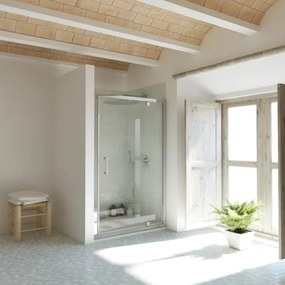 Porta doccia battente Bilbao L 76-80 cm x H 190 cm x SP 6 mm, profilo cromo