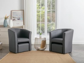 Poltrona cabriolet e pouf in Similpelle Grigio - JOVANA