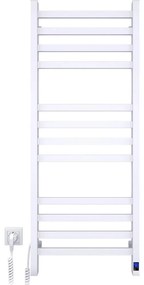 Radiatore scaldasalviette da bagno AVANGARD a scala con termostato, 459 W/230 V, 120,6 cm, IP44, bianco, lato sinistro