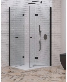 Box Doccia H200 Doppia Anta a Libro Trasparente Profili Neri 6mm Anticalcare