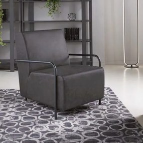 Poltrona in ecopelle con struttura in metallo OLIVIA Antracite