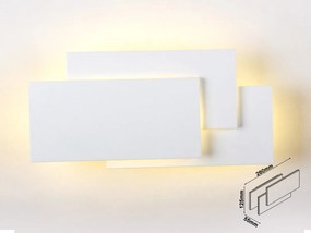 Applique Lampada LED da Muro 12W 3000K Carcassa Bianca Rettangolare con Forme Sovrapposte IP20 SKU-218202