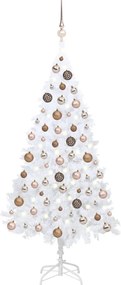 Albero di Natale Preilluminato con Palline Bianco 180 cm PVC