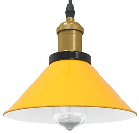 Lampada Sospensione Regolabile E27 Giallo Lucido Ø22 Cm Metallo /