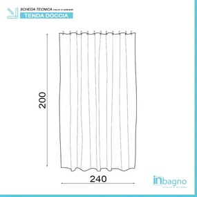 Tenda doccia 240x200cm in acrilico bianco dalle righe azzurre con ganci