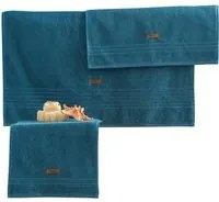 Set 3 asciugamani bagno cotone Wellness blu petrolio