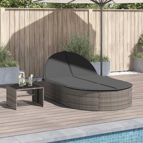 Lettino Prendisole Doppio Con Cuscini Grigio İn Polyrattan /