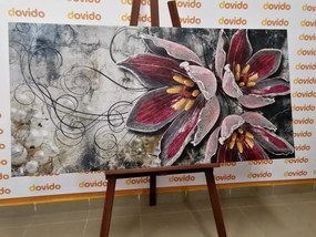 Stampa su tela – Fiori con perle