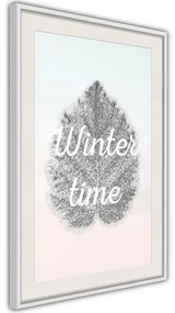 Poster  Winter Leaf  Cornice Quadri Cornice d'oro con passe-partout, Larghezza x Altezza Home decor 30x45