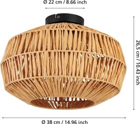 Eglo 44142 - Plafoniera SHELDON 1xE27/40W/230V marrone