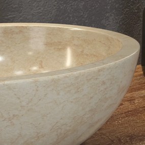 Lavabo bagno design ovale in marmo beige 45cm | Litos-LEC40 - KAMALU
