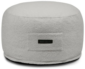 Poggiapiedi grigio chiaro con rivestimento in bouclé Om 60 – SLOWDOWN