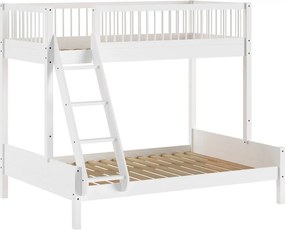 Letto da bambini a castello bianco in faggio massiccio con rete inclusa 140x200/90x200 cm Forrest – Vipack