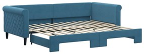 Divano letto con letto estraibile blu 90x200 cm in velluto