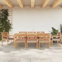 Set Pranzo Giardino 9pz con Cuscini Grigio Scuro Massello Teak 3155987