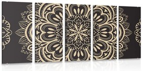 Quadri 5 pezzi – Mandala su sfondo nero