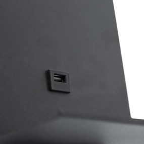 Applique moderna nera con USB e braccio flessibile - Flero