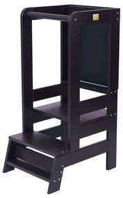 Torre di apprendimento nera in pino massiccio Montessori – Meowbaby