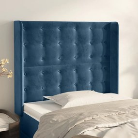 Testiera Ad Orecchio Blu Scuro 103x16x118/128 Cm İn Velluto /