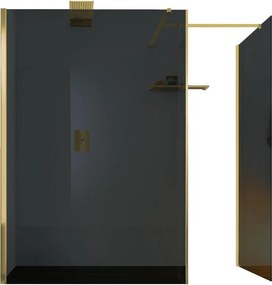 Box doccia walk-in Wens, vetro fumè 6 mm, H 200 cm, profilo dorato