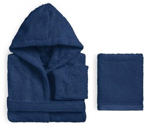 Accappatoio bambino e asciugamano in spugna Perla Biancoperla  Colore Blu, Dimensioni e Misure 3-4 ANNI