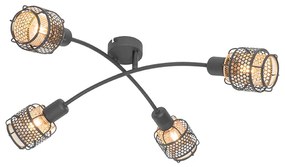 Plafoniera di design nera con oro 4 luci - Noud