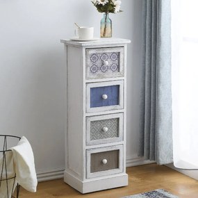 Cassettiera a colonna con 4 cassetti, L 29 x P 25 x H 80 cm bianco e