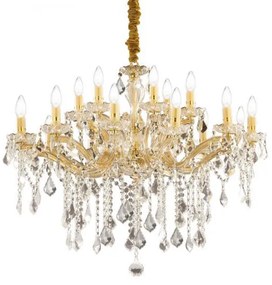 Florian lampadario a sospensione in vetro e cristallo molato oro 18...